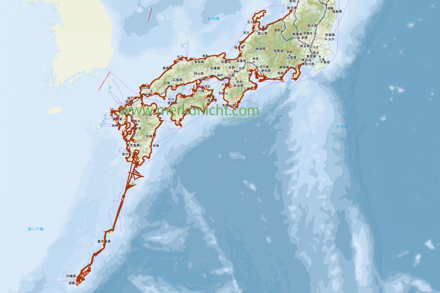 日本一周-前半まとめ-GPSログ